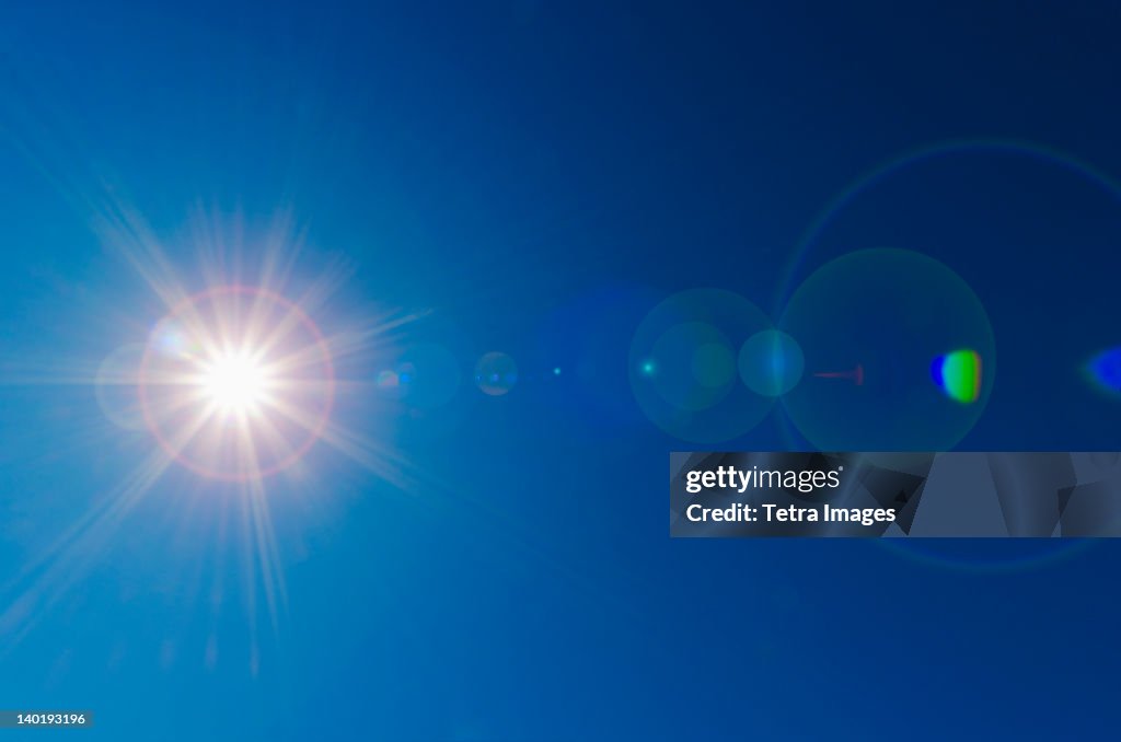 Blue sky with solar flare