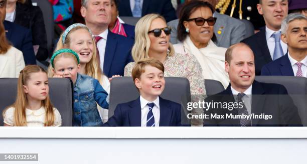 Princess Charlotte of Cambridge, Prince George of Cambridge, Prince William, Duke of Cambridge, Lena Tindall, Savannah Phillips and Zara Tindall...