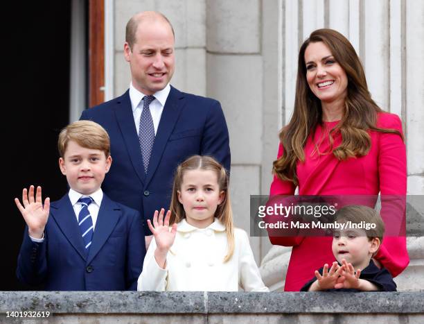 Prince George of Cambridge, Prince William, Duke of Cambridge, Princess Charlotte of Cambridge, Prince Louis of Cambridge and Catherine, Duchess of...