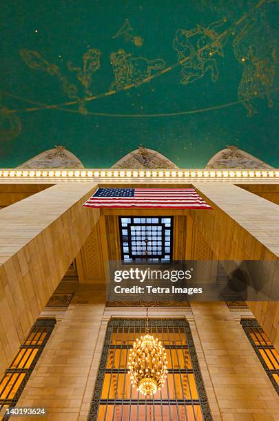 usa, new york state, new york city, ceiling in grand central station - grand central terminal fotografías e imágenes de stock