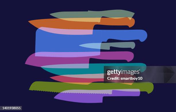 kitchen knives - carving knife stock illustrations