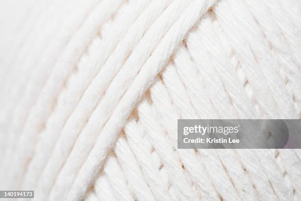 close-up of ball of white yarn - ball of wool ストックフォトと画像