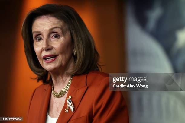 Speaker of the House Rep. Nancy Pelosi speaks during a weekly news conference at the U.S. Capitol on June 9, 2022 in Washington, DC. Pelosi held her...