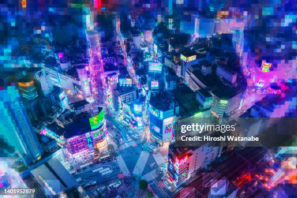 cityscape at night aerial view - social & economic life stock pictures, royalty-free photos & images