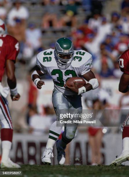 James Joseph, Running Back for the Philadelphia Eagles carries the ball downfield during the National Football Conference East game against the...