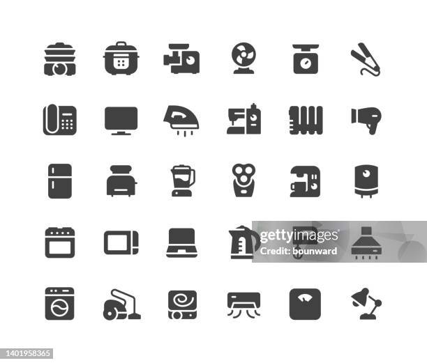 stockillustraties, clipart, cartoons en iconen met home appliances flat icons - elektrische kachel