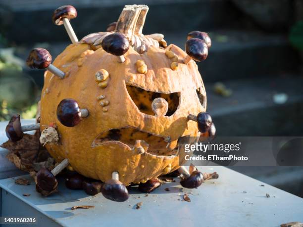 ugly jack-o-lantern halloween pumpkin - ugly pumpkins stock pictures, royalty-free photos & images