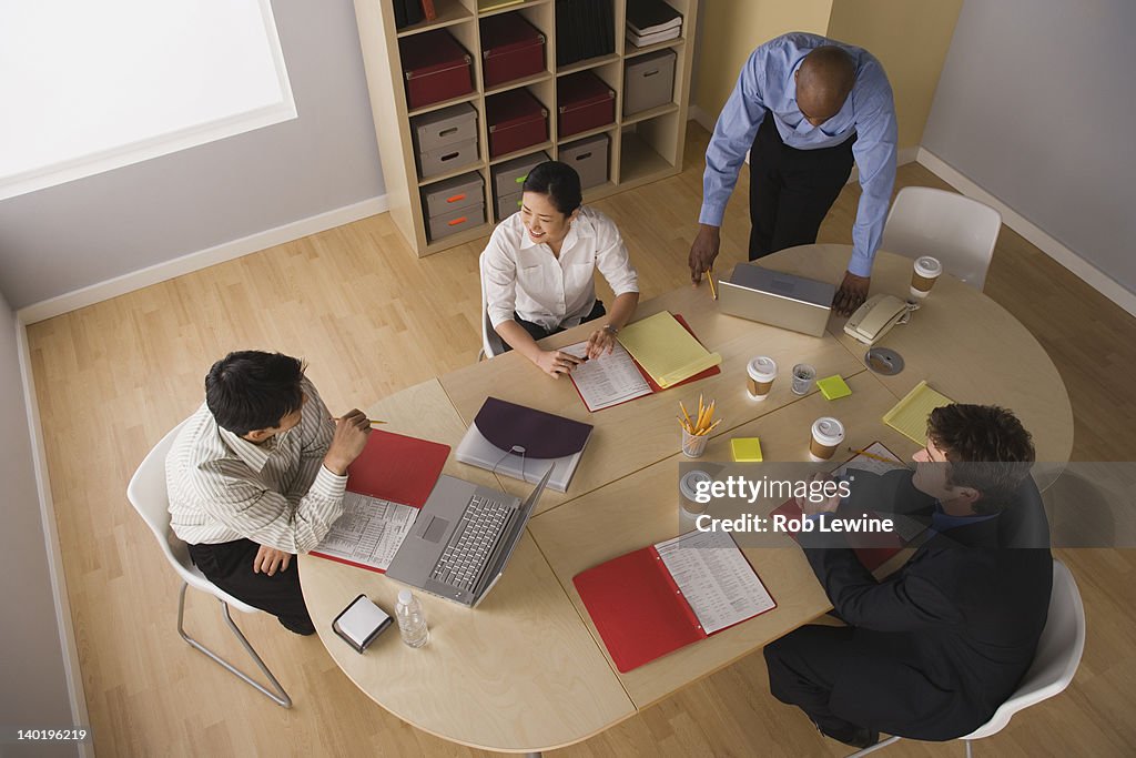 USA, California, Los Angeles, Elevated view of conference table