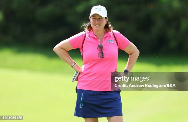 Elaine Ratcliffe, Captain of Team Great Britain and Ireland, looks on during a practice round ahead of The Curtis Cup at Merion Golf Club on June 09,...