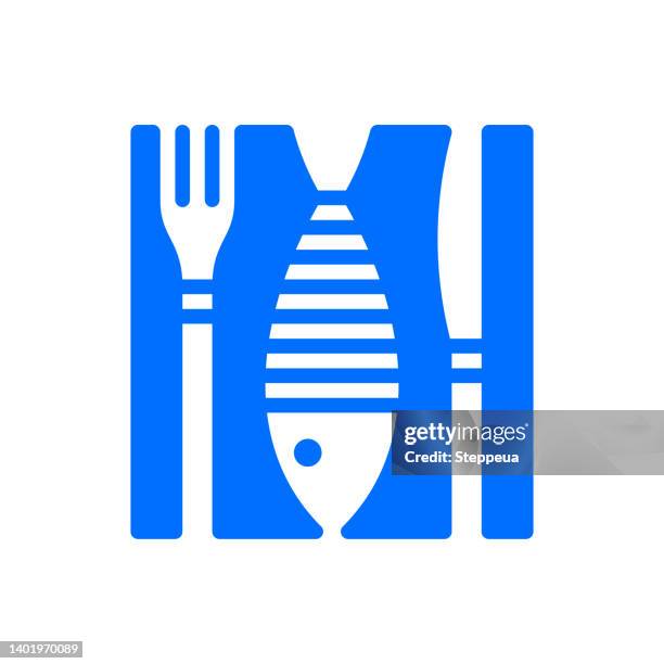 ikone des fischrestaurants - restaurant logo stock-grafiken, -clipart, -cartoons und -symbole