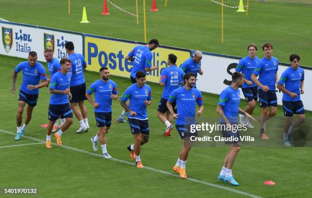 General view during an Italy training session at Centro Tecnico Federale di Coverciano on June 09, 2022 in Florence, Italy.