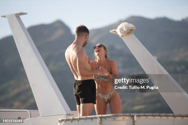 British actress Helen Flanagan is seen wearing Primark on June 08, 2022 in Taormina, Italy.