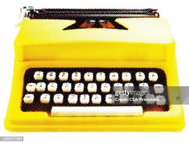 yellow typewriter - old typewriter stock illustrations