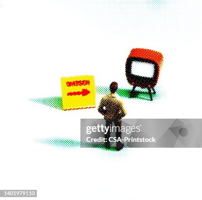 Man Looking at Television Diversion Man Looking at Television Diversion