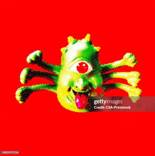 eine eyed green-monster - einäugig stock-grafiken, -clipart, -cartoons und -symbole