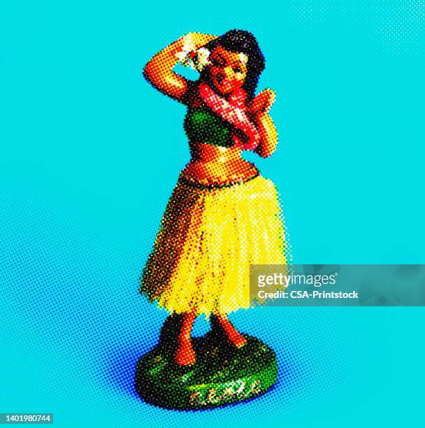 hula dancing woman - figurine stock illustrations