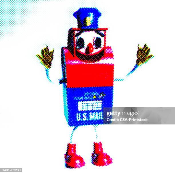 smiling mailbox man - postman stock illustrations