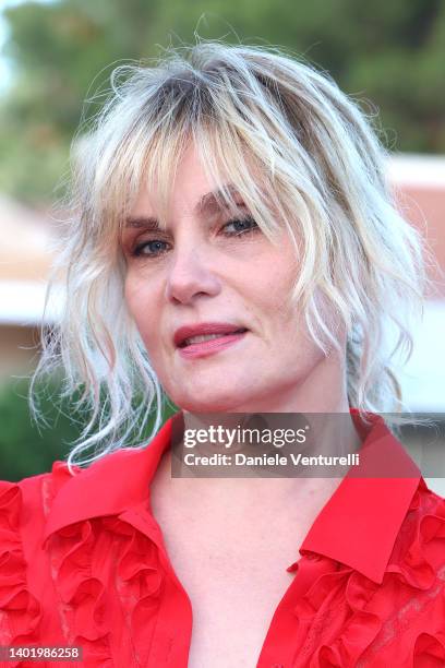 Emmanuelle Seigner attends the Filming Italy 2022 red carpet on June 09, 2022 in Santa Margherita di Pula, Italy.