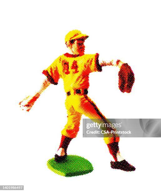 baseball pitcher about to throw the ball - baseball cap white background stock illustrations