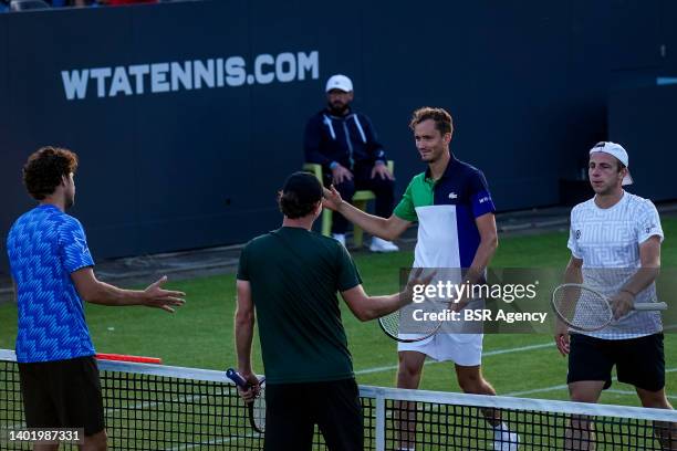 Daniil Medvedev of Russia and Tallon Griekspoor of the Netherlands after the Men's Doubles First Round match against Robin Haase of the Netherlands...