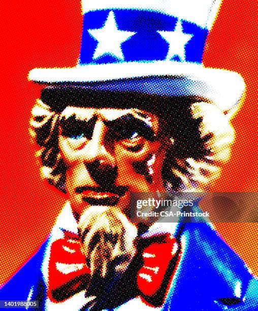 a close-up of uncle sam - democracy illustration stock illustrations