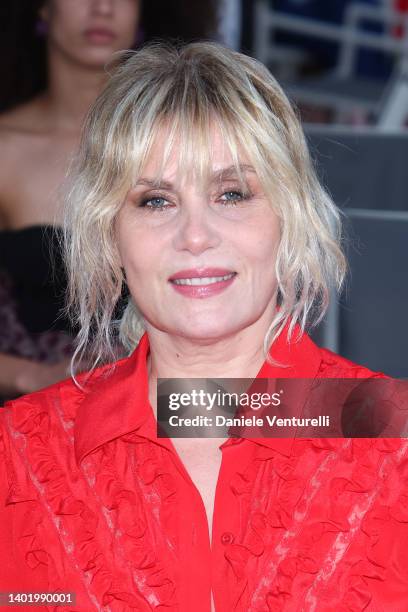 Emmanuelle Seigner attends the Filming Italy 2022 red carpet on June 09, 2022 in Santa Margherita di Pula, Italy.