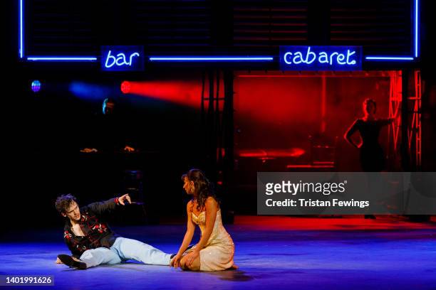 Will Bozier and Zizi Strallen perform on stage during Matthew Bourne's "The Car Man" dress rehearsal at Royal Albert Hall on June 09, 2022 in London,...