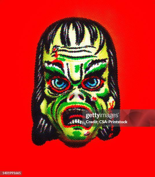 monster halloween mask - ugly face stock illustrations