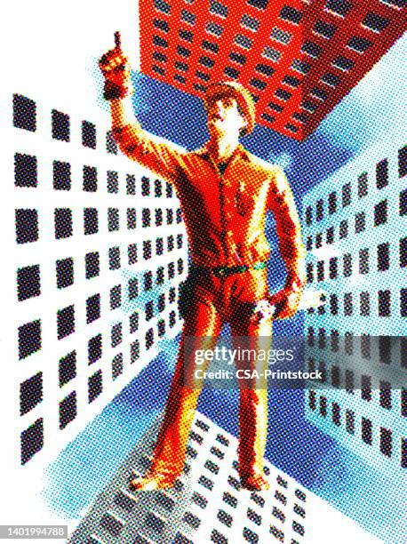 construction man gesturing - inspector stock illustrations