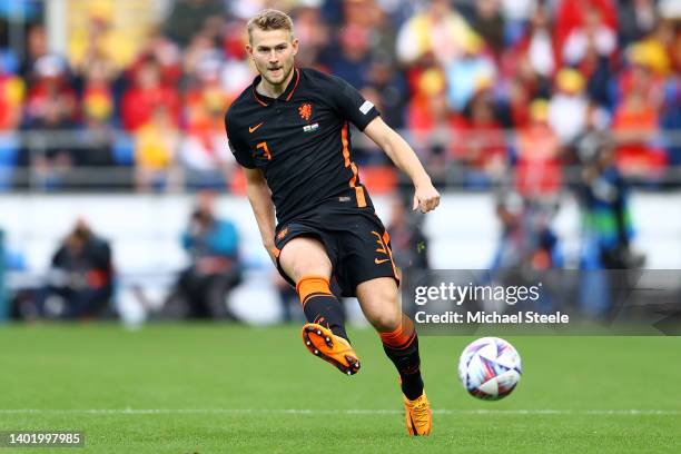 Matthijs de Ligt of Netherlands during the UEFA Nations League League A Group 4 match between Wales and Netherlands at Cardiff City Stadium on June...