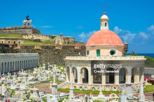 san juan puerto rico old cemetery - viejo san juan stock pictures, royalty-free photos & images