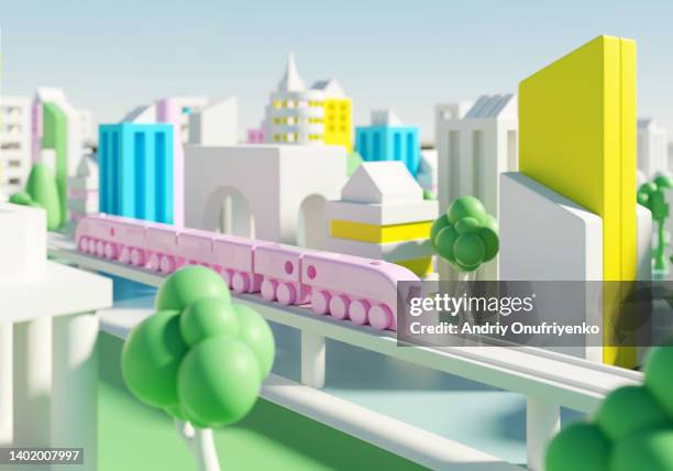 futuristic toy city - 3d city stockfoto's en -beelden