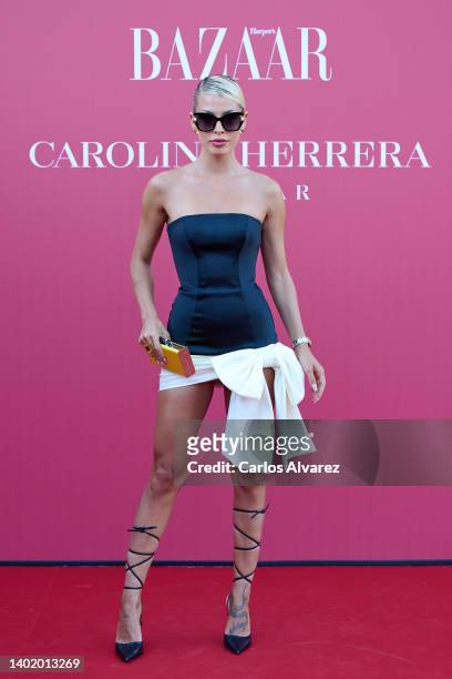 Model Jessica Goicoecheaattends the Harper's BAZAAR and Carolina Herrera 'Fun In The Sun' party on June 09, 2022 in Madrid, Spain.