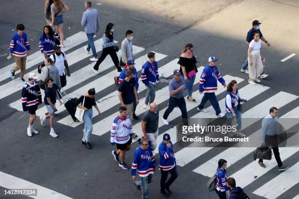 General view as fans arrive prior to Game Five of the Eastern Conference Final of the 2022 Stanley Cup Playoffs between the Tampa Bay Lightning and...