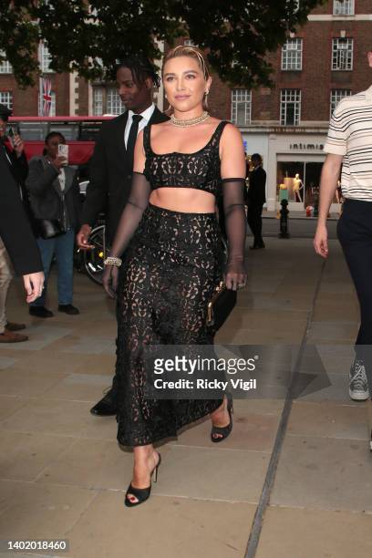 Florence Pugh seen attending Vision & Virtuosity by Tiffany & Co - opening launch party at Saatchi Gallery on June 09, 2022 in London, England.