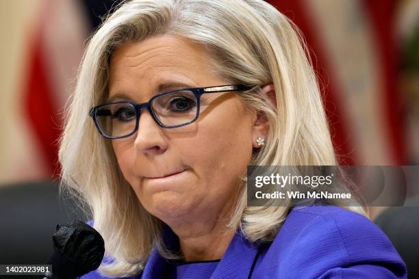 Rep. Liz Cheney , Vice Chairwoman of the Select Committee to Investigate the January 6th Attack on the U.S. Capitol, delivers opening remarks during...