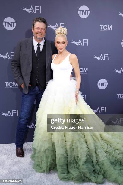 Blake Shelton and Gwen Stefani attend the 48th AFI Life Achievement Award Gala Tribute celebrating Julie Andrews at Dolby Theatre on June 09, 2022 in...