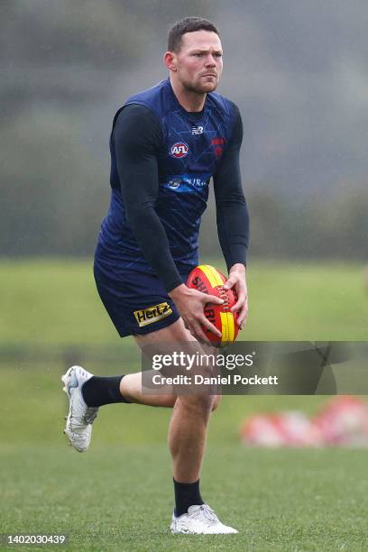 Steven May of the Demons in action during a Melbourne Demons AFL training session at Casey Fields on June 10, 2022 in Melbourne, Australia.