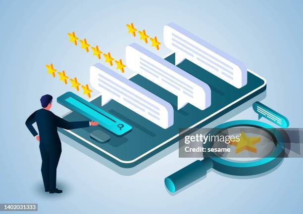 consumer ratings and feedback, consumer service center, user support, market research - first class stock illustrations