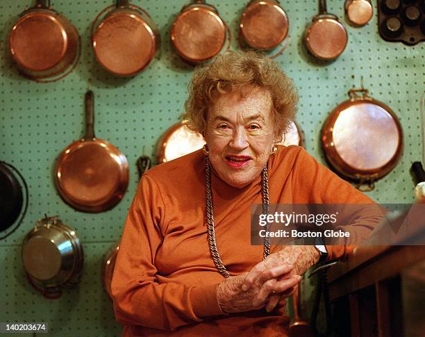 French chef Julia Child, seen in her famous kitchen in Cambridge, Mass., will be moving to California.