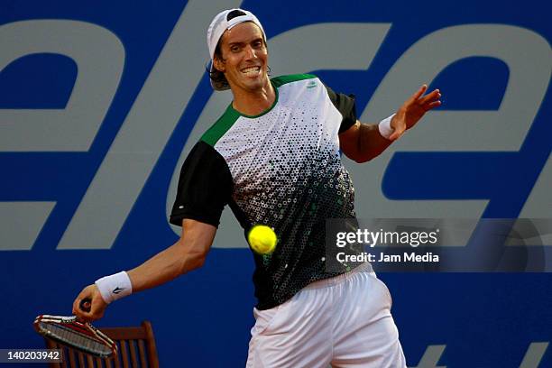 Juan Ignacio Chela of Argentina during day three of the 2012 Mexican Open at Princess Hotel on February 29, 2012 in Acapulco, Mexico.