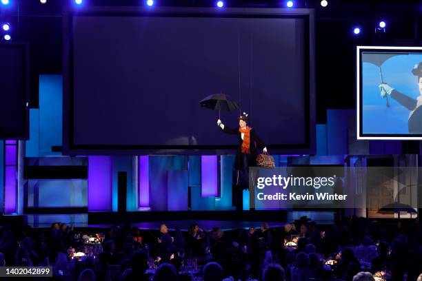 Brandi Burkhardt as Mary Poppins performs during the 48th Annual AFI Life Achievement Award Honoring Julie Andrews at Dolby Theatre on June 09, 2022...