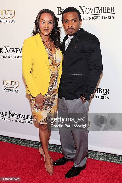 Actress Vivica A. Fox and Enyinna Nwigwe attend the "Black November" film screening at The Library of Congress on February 29, 2012 in Washington, DC.