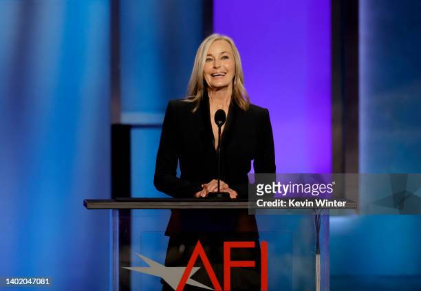 Bo Derek speaks onstage during the 48th Annual AFI Life Achievement Award Honoring Julie Andrews at Dolby Theatre on June 09, 2022 in Hollywood,...