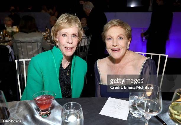 Carol Burnett and honoree Julie Andrews attend the 48th Annual AFI Life Achievement Award Honoring Julie Andrews at Dolby Theatre on June 09, 2022 in...