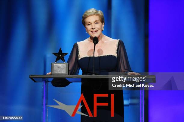 Honoree Julie Andrews accepts the AFI Life Achievement Award onstage during the 48th AFI Life Achievement Award Gala Tribute celebrating Julie...