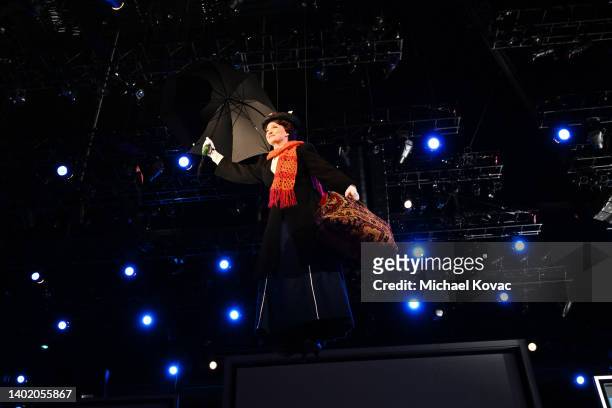 Brandi Burkhardt as Mary Poppins performs onstage during the 48th AFI Life Achievement Award Gala Tribute celebrating Julie Andrews at Dolby Theatre...
