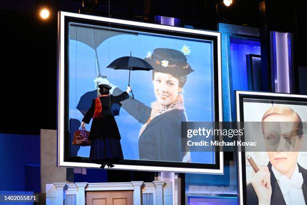 Brandi Burkhardt as Mary Poppins performs onstage during the 48th AFI Life Achievement Award Gala Tribute celebrating Julie Andrews at Dolby Theatre...