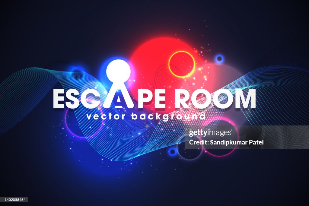 Escape Room letreros de neón vectoriales. Escape Room Design plantilla letrero de neón