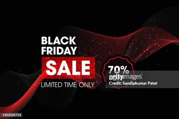 black friday banner oder posterdesign mit 70% rabatt angebot - red banner stock-grafiken, -clipart, -cartoons und -symbole